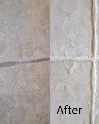 grout lines before and after applying grout stain