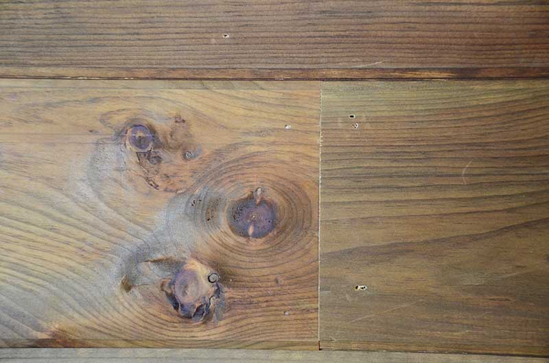 wood planking nail holes