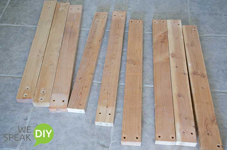 Scrap lumber 2X4s to build simple outdoor console table