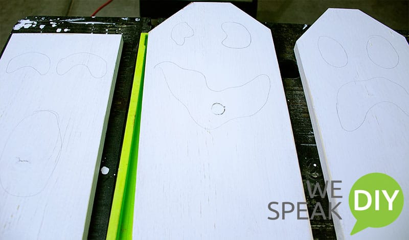 Planks for Boo-tiful Halloween Ghosts Painted White Faces Drawn