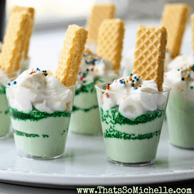 Green Jello Pudding Shots for St. Patrick's Day
